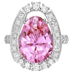 Sunita Nahata Pink Tourmaline 7.77ct. Ring in 18KWG with Diamond.