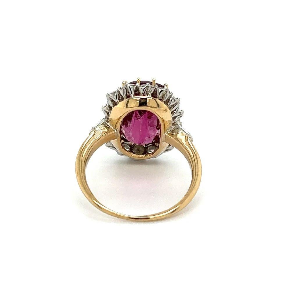 7.77 Carat Rubellite Tourmaline and Diamond Vintage Platinum Cocktail Ring In Excellent Condition For Sale In Montreal, QC