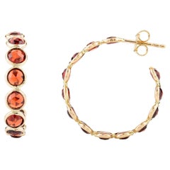 7.77 CTW Boucles d'oreilles pour cadeau en or jaune 14k avec grenat rond naturel