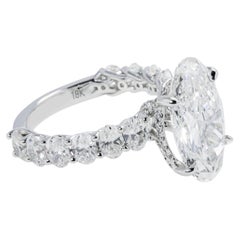 7.78 Carat Oval Diamond Ring Brilliant White 18K White Gold Heirloom-Worthy Glow