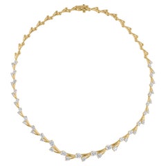 Collar gargantilla de oro amarillo de 14 quilates con diamantes SI/H pera de 7,78 quilates