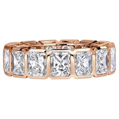 7.78 Carat Radiant Band Brilliante Gold Radiant Elegance Eternity Diamond Ring