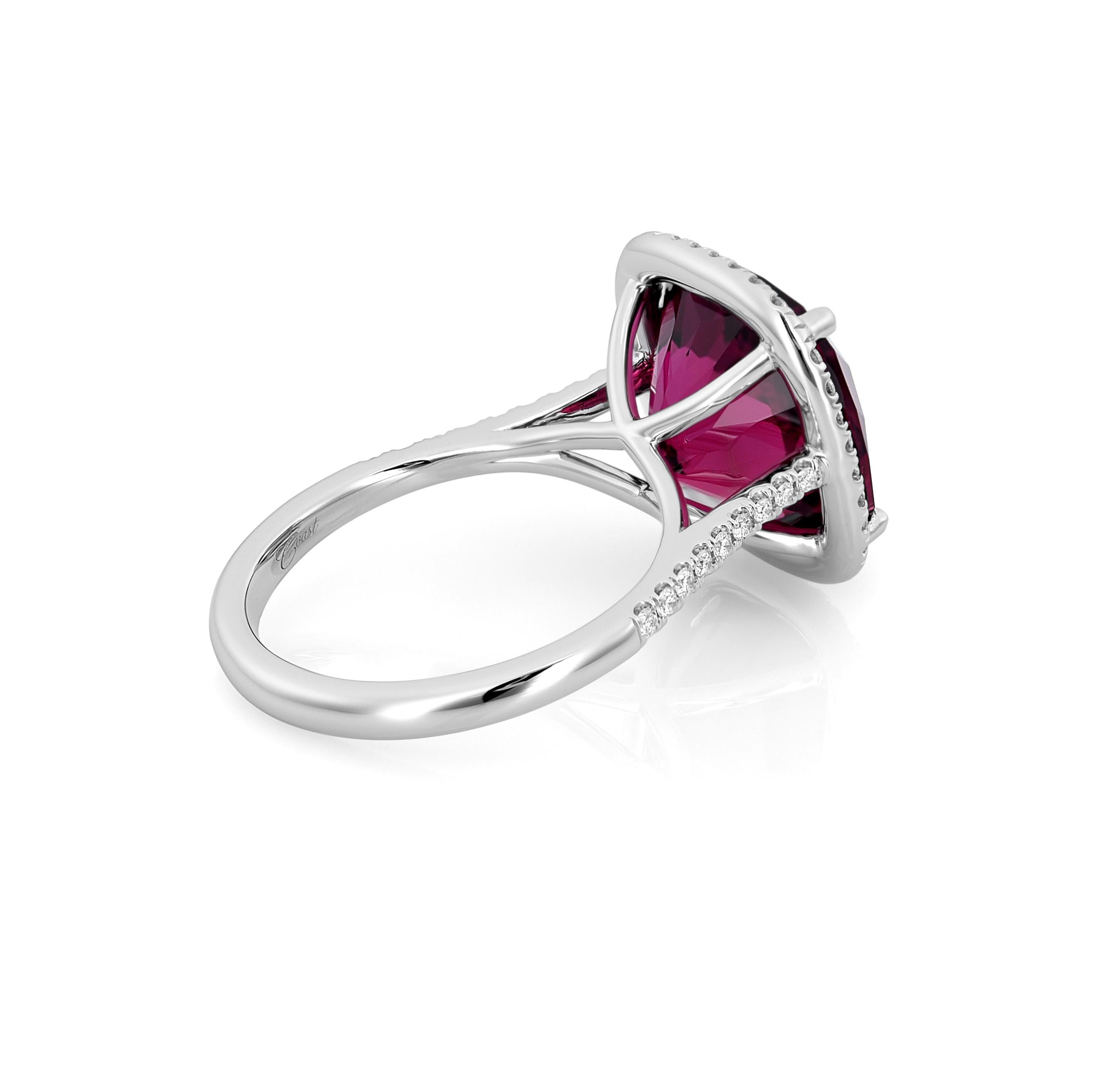 Taille mixte 7.78 Carats Natural Red Tourmaline Diamonds set in 14K White Gold Rings