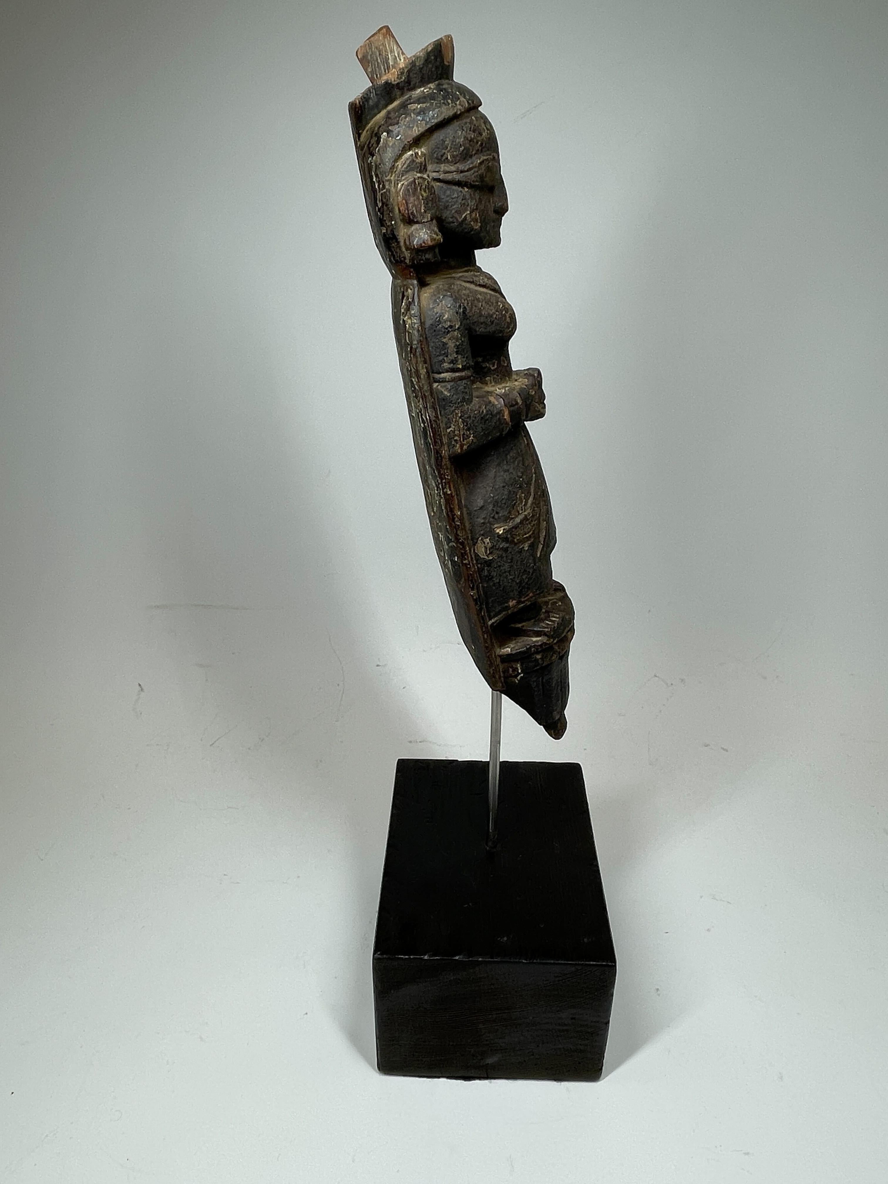 Indian 778 India Carved Wood of Shakti Goddess For Sale