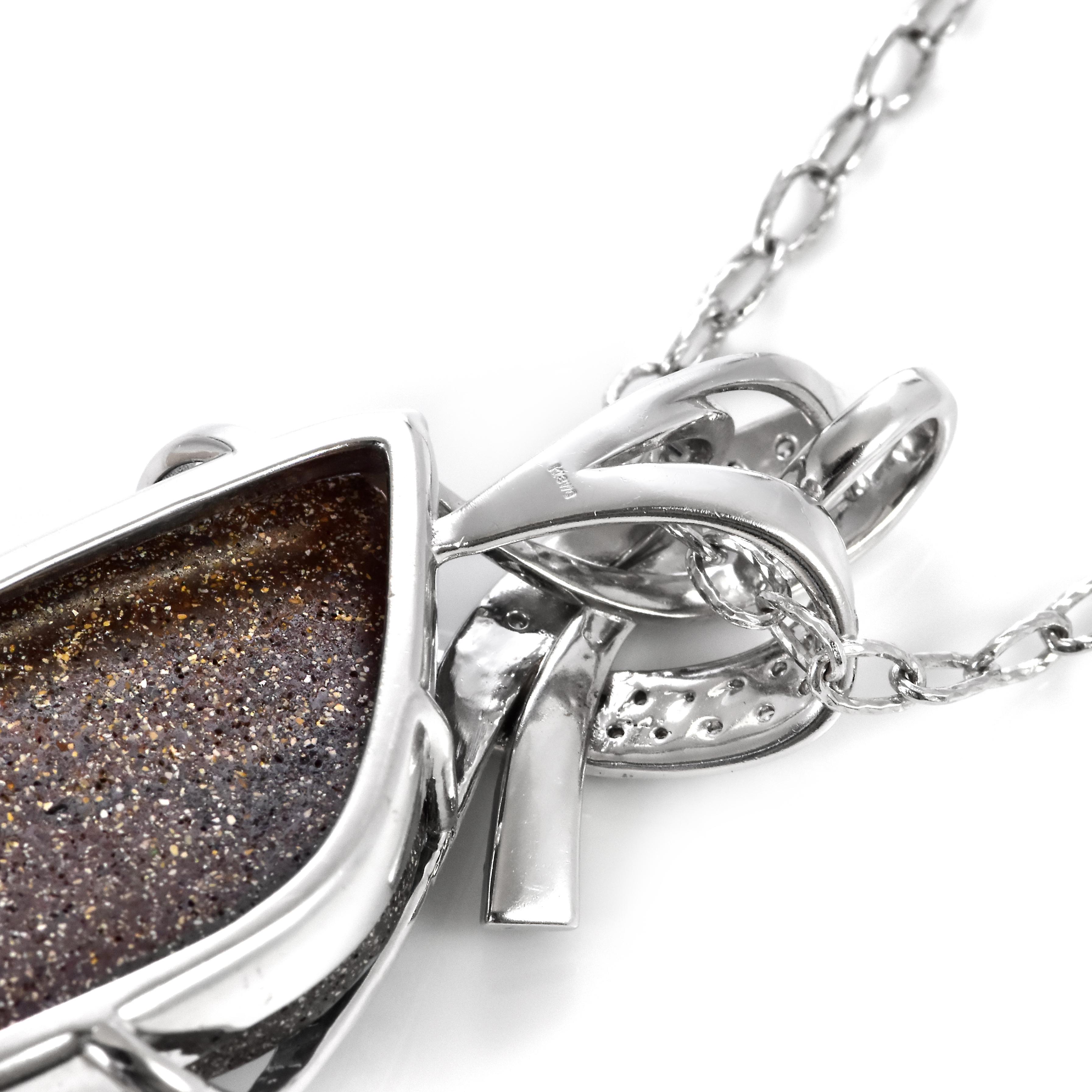 Pendentif en platine de 77.80 carats d'opale de Boulder australienne naturelle et de diamants en vente 5