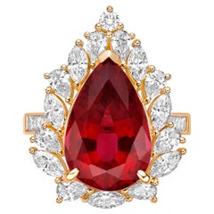 Sunita Nahata Rubelite 7,78ct. Anello fantasia in 18KYG con diamante.