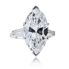 7.78ct Marquise Cut F I2 GIA Diamond Platinum Engagement Ring