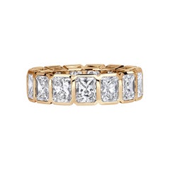 7.78ct Radiant Cut Bezel Set Diamond Eternity Band in 18K Champagne Yellow Gold