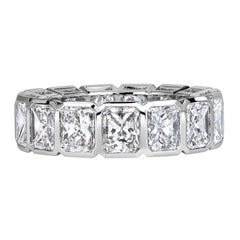 7.78ct Radiant Cut Bezel Set Diamond Eternity Band in 18K White Gold