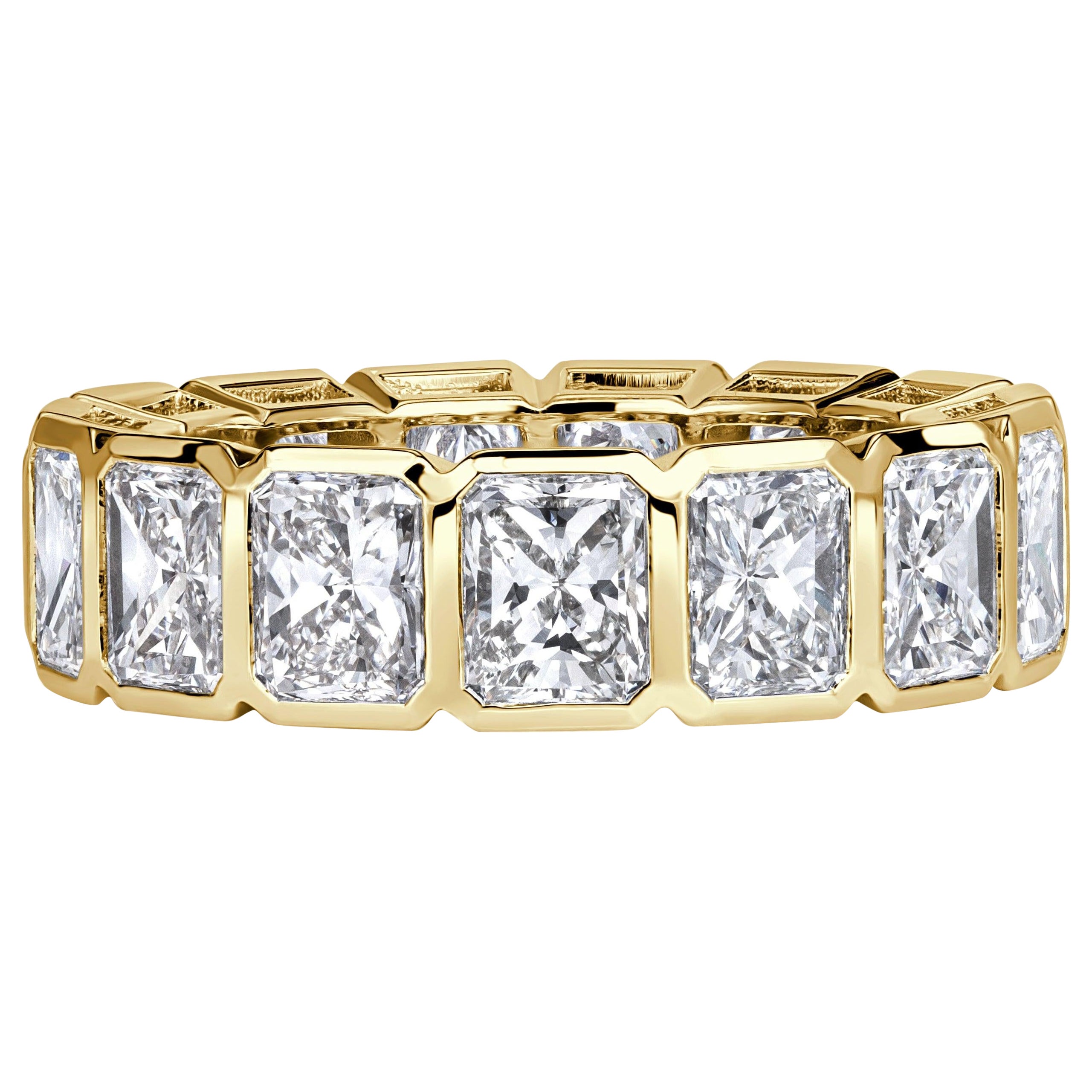 7.78ct Radiant Cut Bezel Set Diamond Eternity Band in 18K Yellow Gold