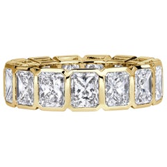 7.78ct Radiant Cut Bezel Set Diamond Eternity Band in 18K Yellow Gold