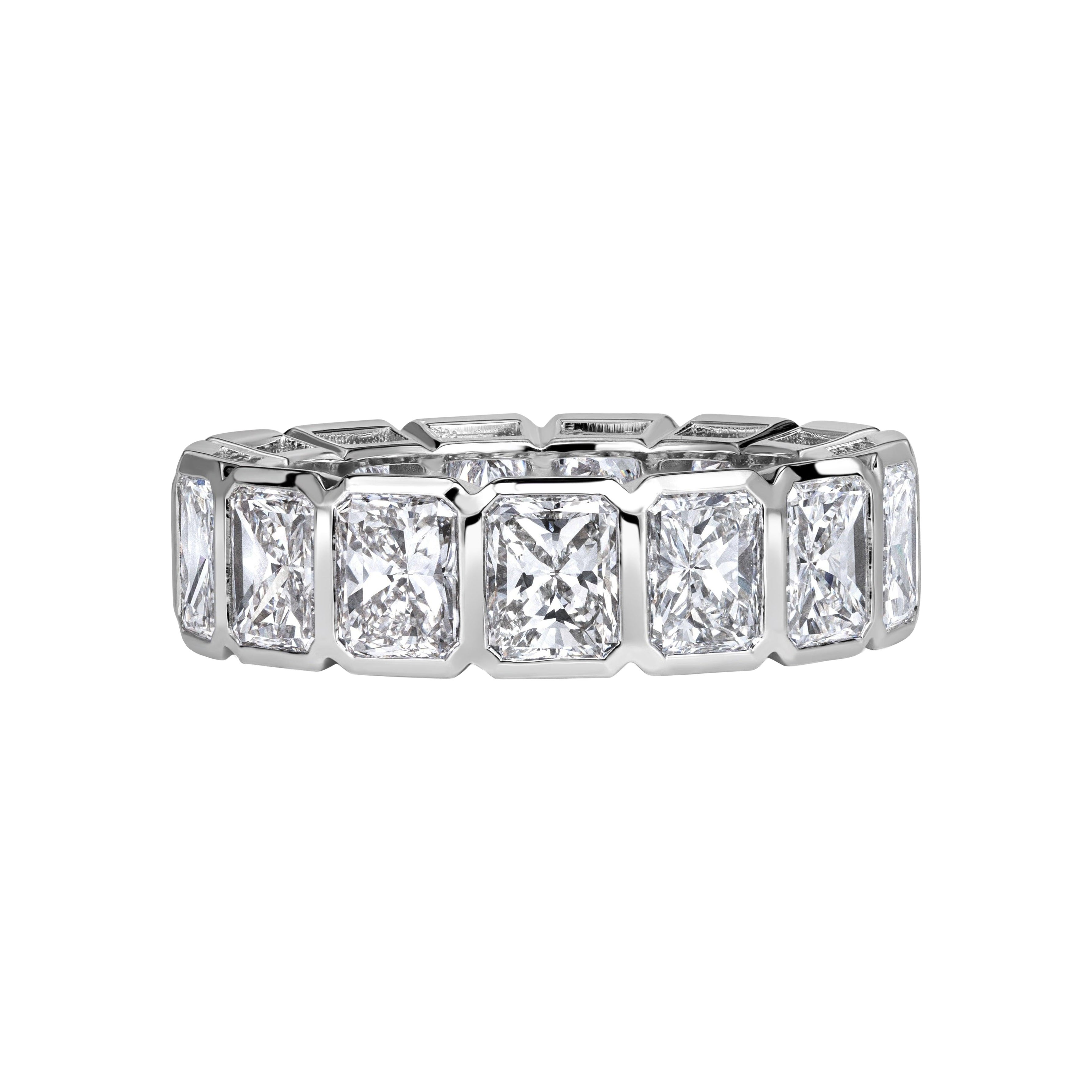 7.78ct Radiant Cut Diamond Eternity Band in Platinum For Sale