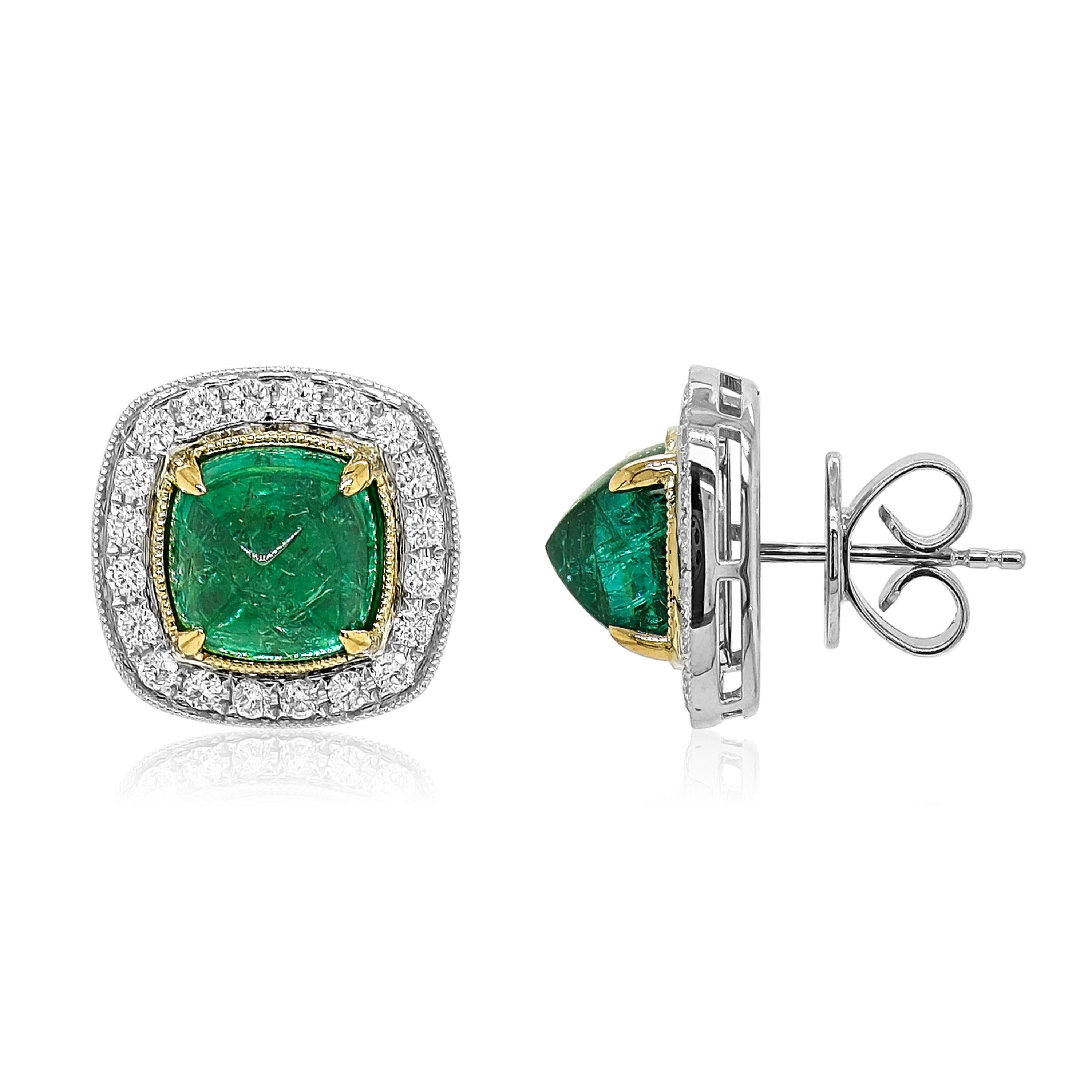 2 Emerald Gemstones: 7.07 Carats
40 White Diamonds: 0.72 Carats
Metal: 18K White and Yellow Gold, 7.80 grams
