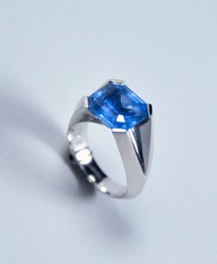 7.79 Carat Natural Unheated Sapphire White Gold Solitaire Ring