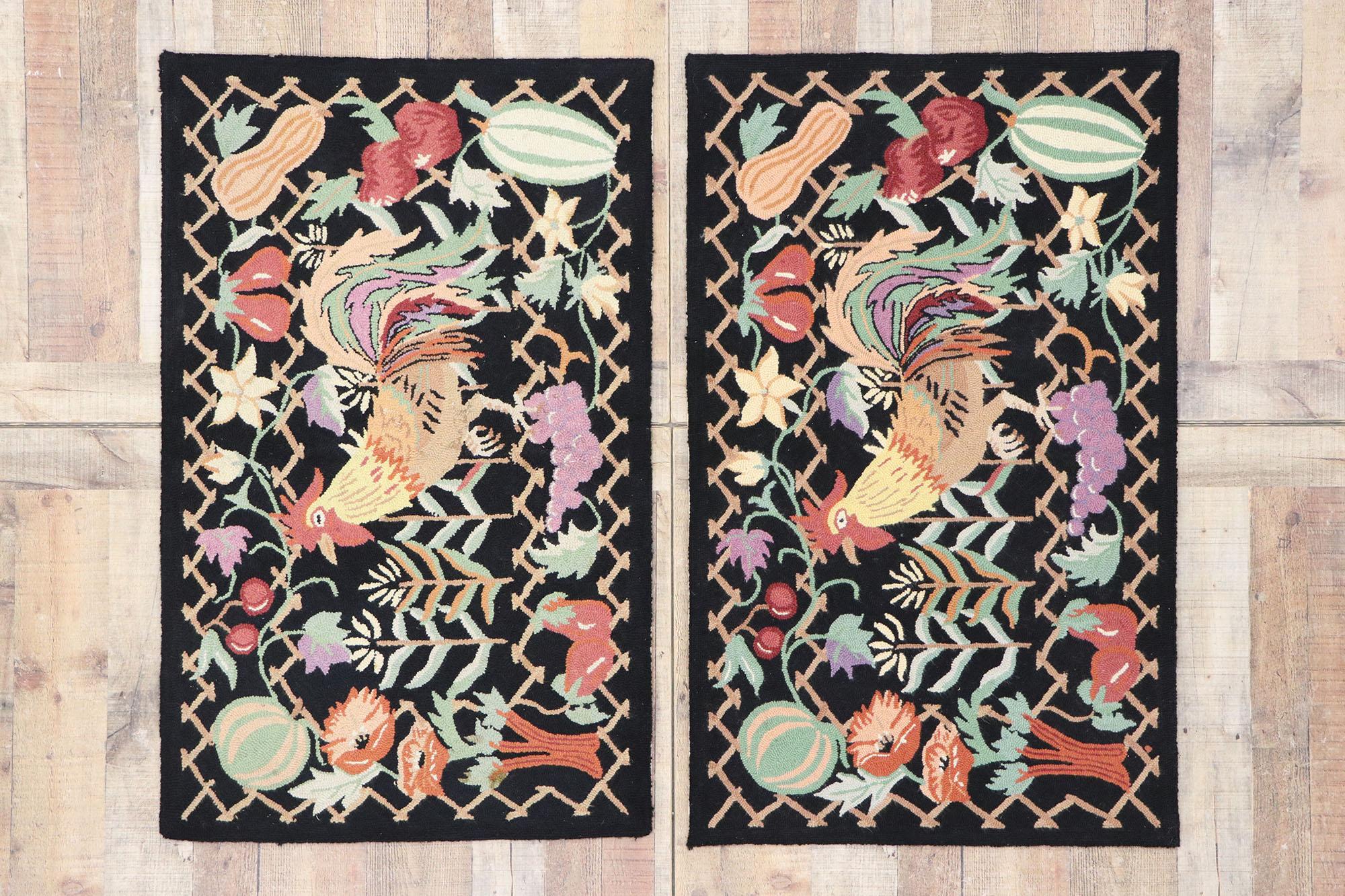Passendes Paar Vintage-Hahnhaken-Teppiche im Angebot 4