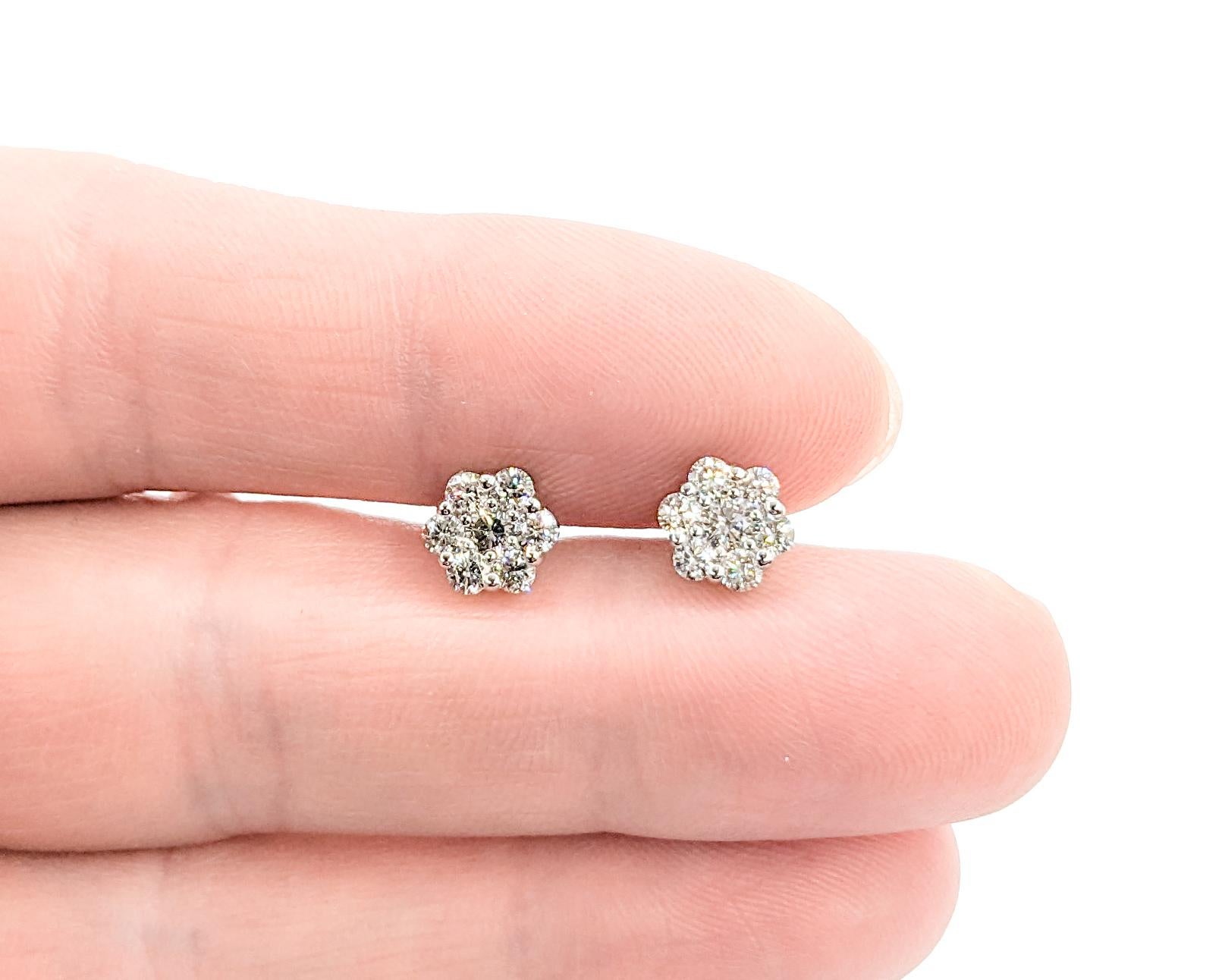 Contemporary .77ctw Diamond Fashion Stud Earrings In White Gold For Sale