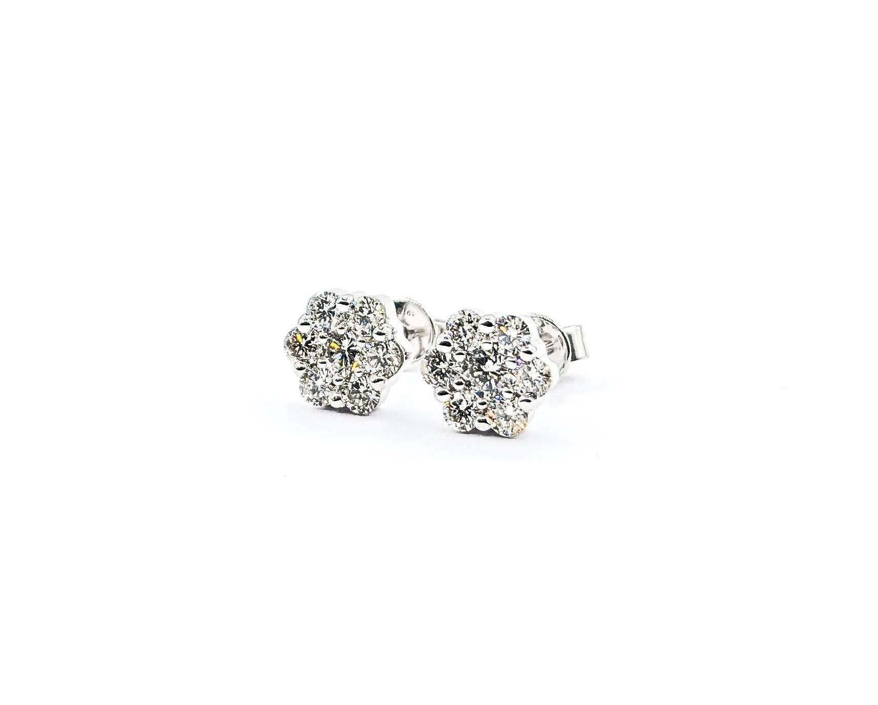 .77ctw Diamond Fashion Stud Earrings In White Gold In Excellent Condition For Sale In Bloomington, MN