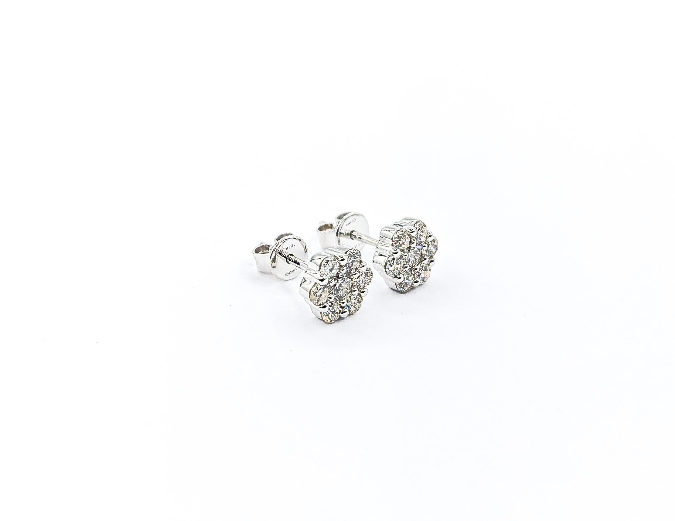 Women's .77ctw Diamond Fashion Stud Earrings In White Gold For Sale