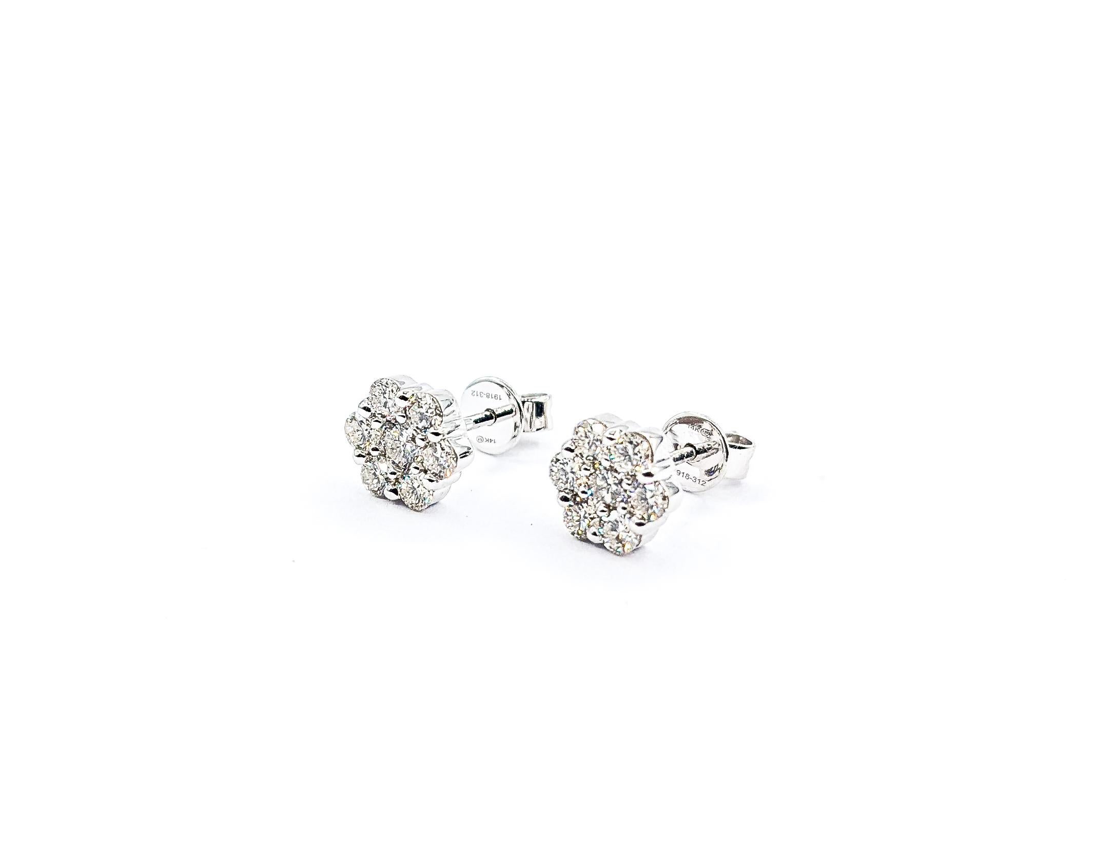 .77ctw Diamond Fashion Stud Earrings In White Gold For Sale 1