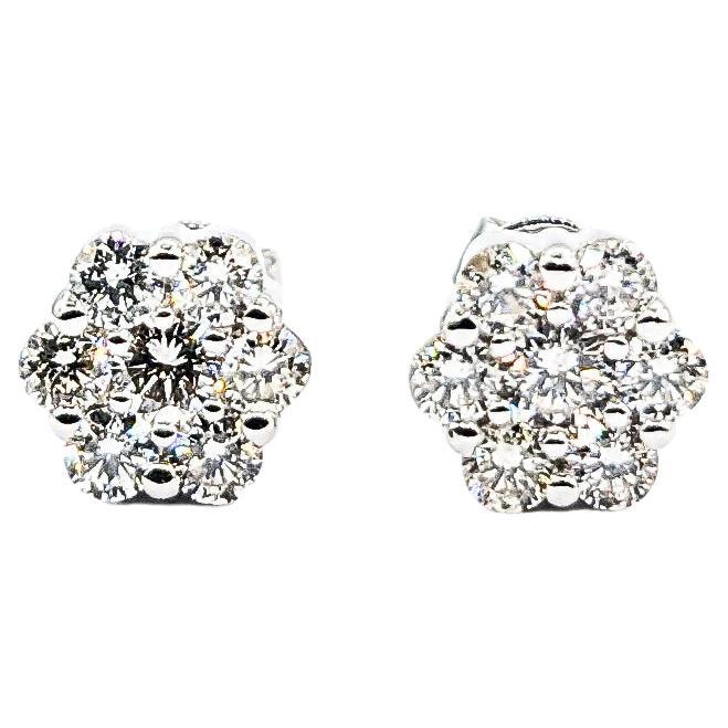 .77ctw Diamond Fashion Stud Earrings In White Gold For Sale