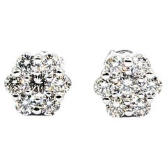 Boucles d'oreilles fashion en or blanc avec diamant de 0,77ctw