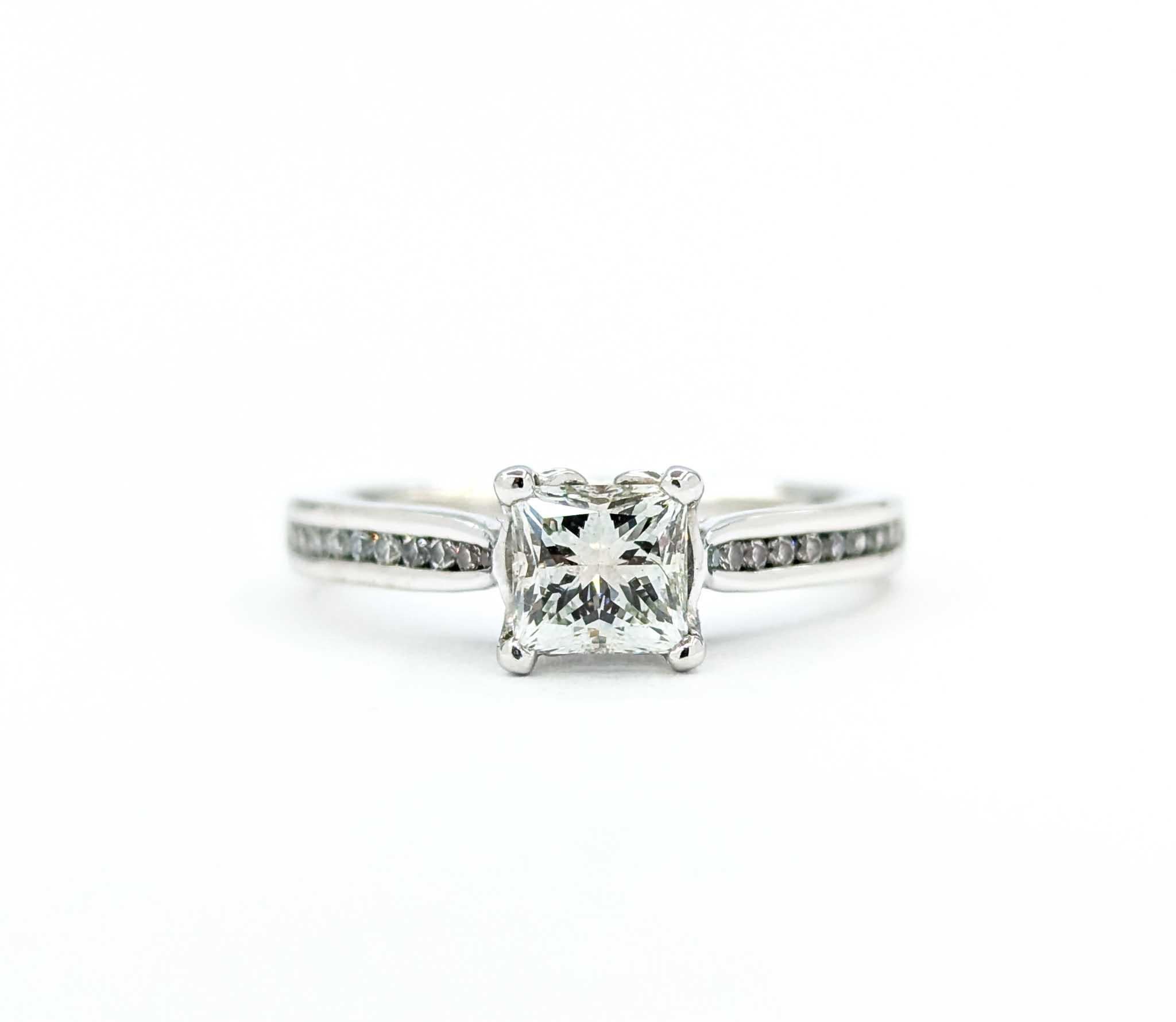 .77ctw Princess Cut Diamond Engagement Ring in White Gold For Sale 6