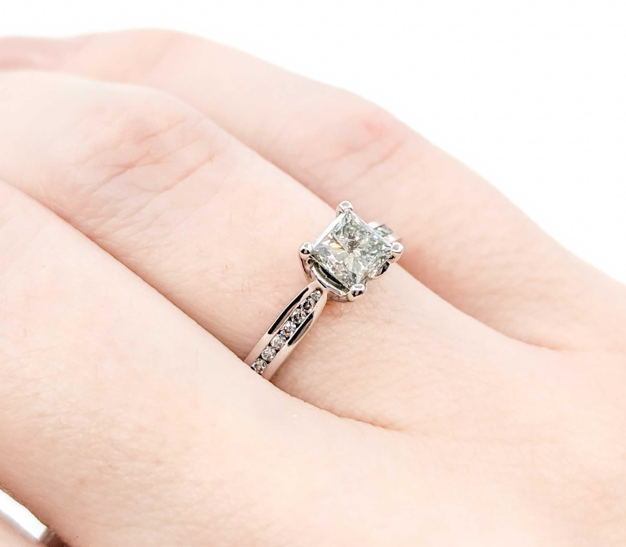 .77ctw Princess Cut Diamond Engagement Ring in White Gold In Excellent Condition For Sale In Bloomington, MN