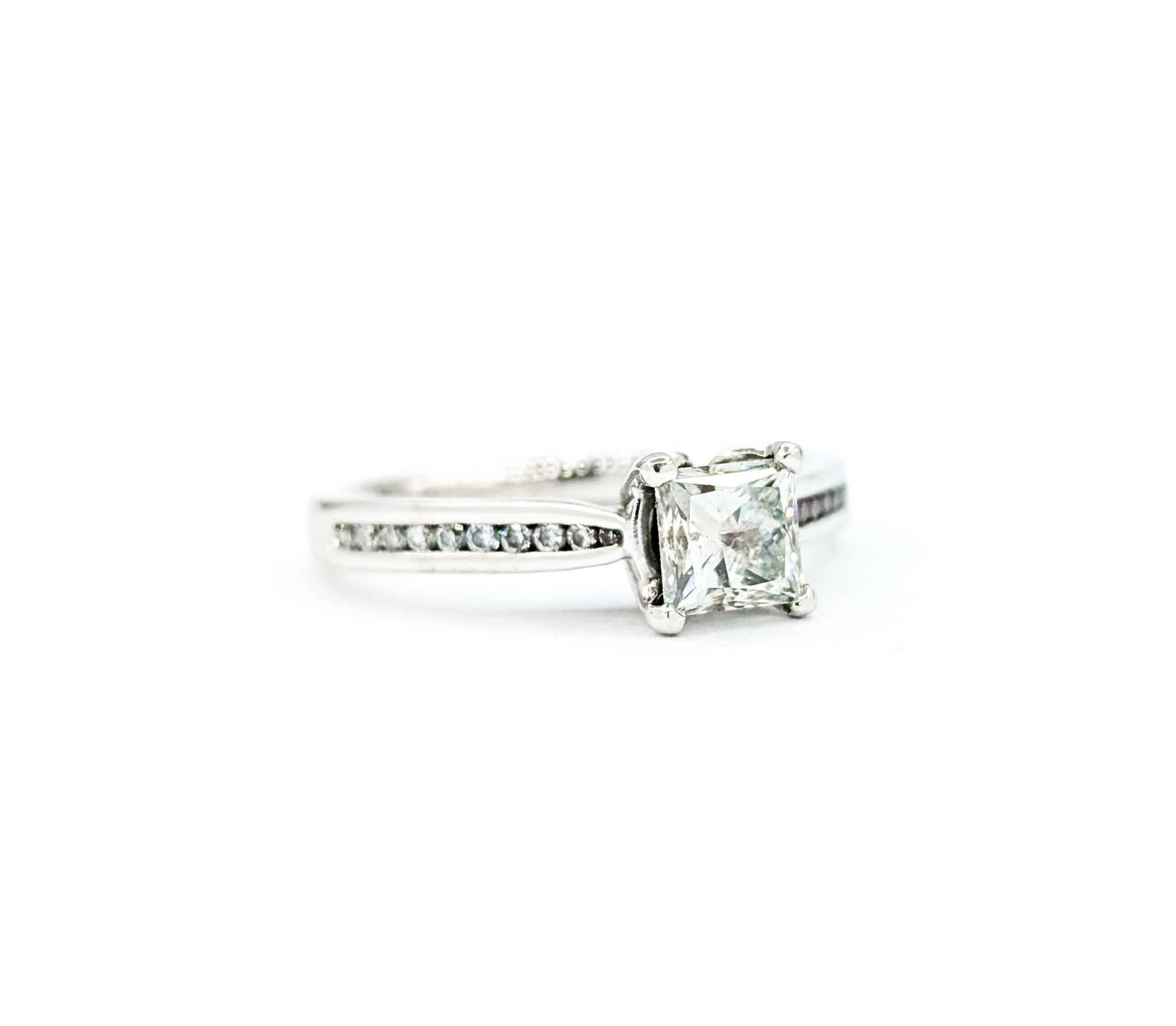 .77ctw Princess Cut Diamond Engagement Ring in White Gold For Sale 1