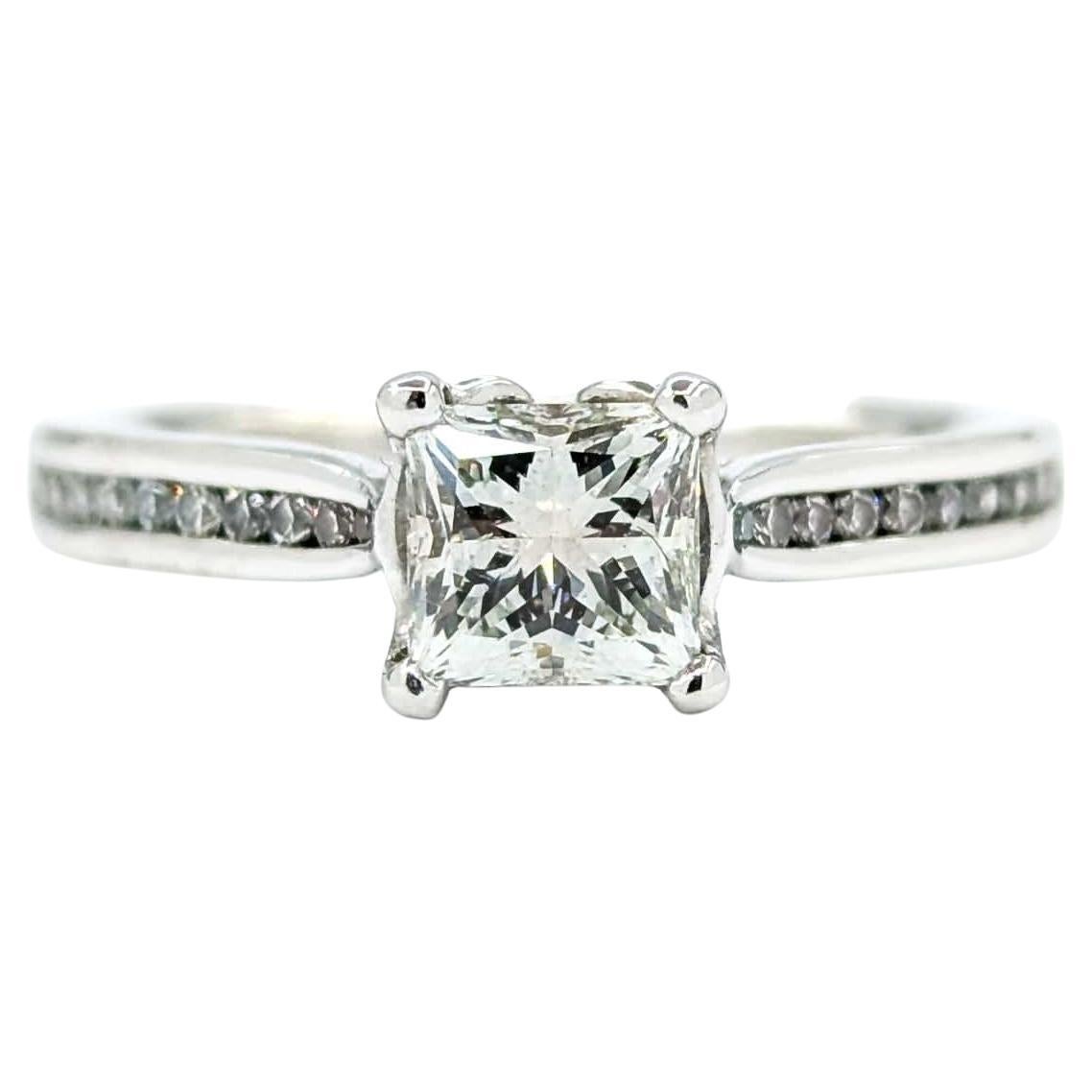 .77ctw Princess Cut Diamond Engagement Ring in White Gold