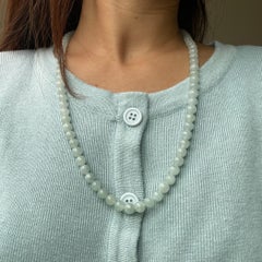 7.7mm+ Transluzentes Weißes burmesisches Typ A Jadeit Jade Collier