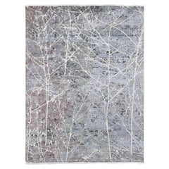 7'7 "x10'1" Grauer handgeknüpfter Broken Persian Design Seide mit texturierter Wolle Teppich