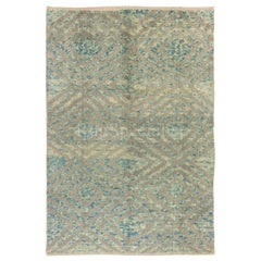 7.7x10.2 Ft Tapis "Tulu" noué à la main en bleu, gris et beige, 100% laine