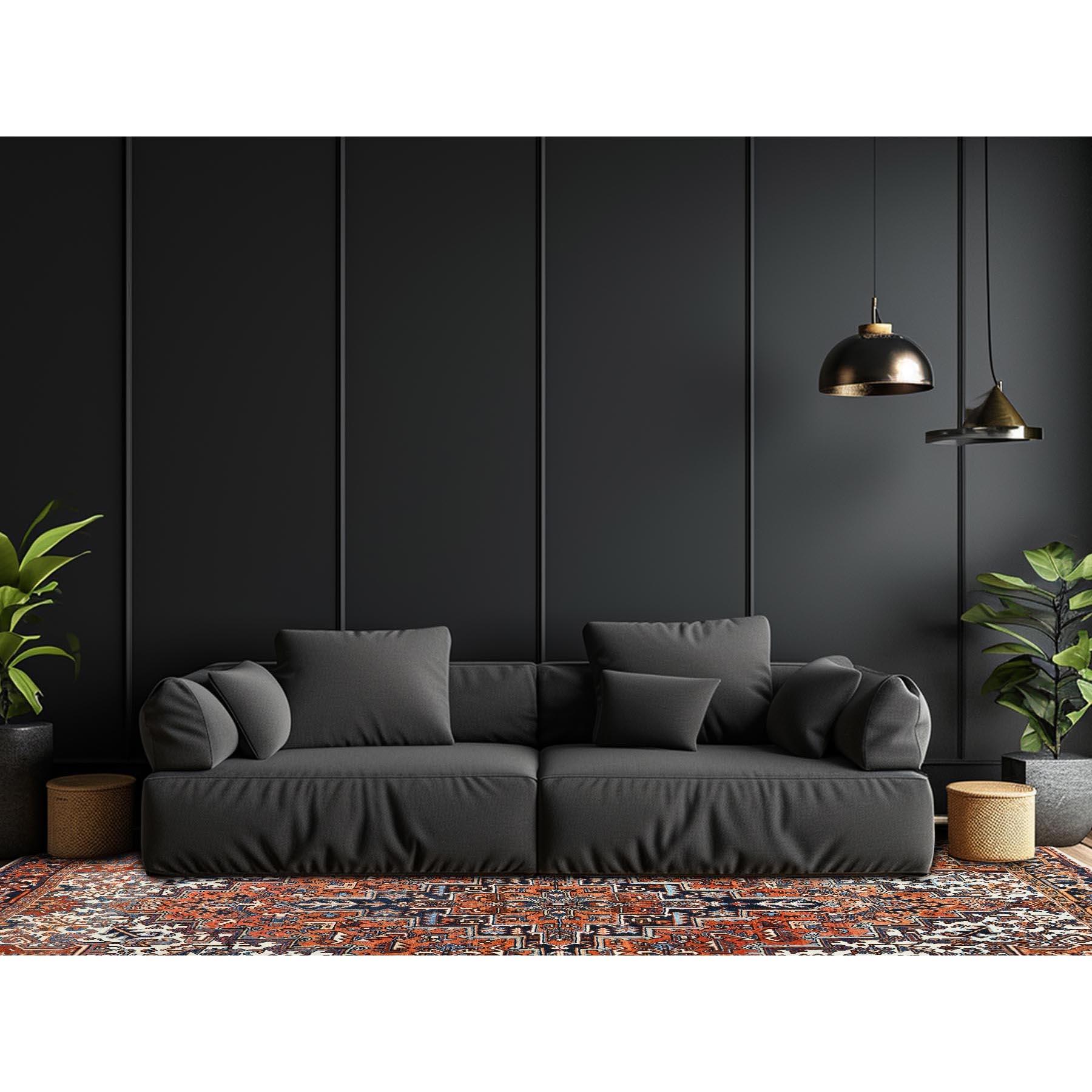 Yam Orange, Vintage Persan Heriz avec Design Géométrique en Médaillon, Pure Laine, Noué à la main, Usure régulière, Coupé fin, Bon état, Côtés et Extrémités sécurisés par des professionnels, Tapis d'Orient
Matières premières : Laine
Latex : Pas de