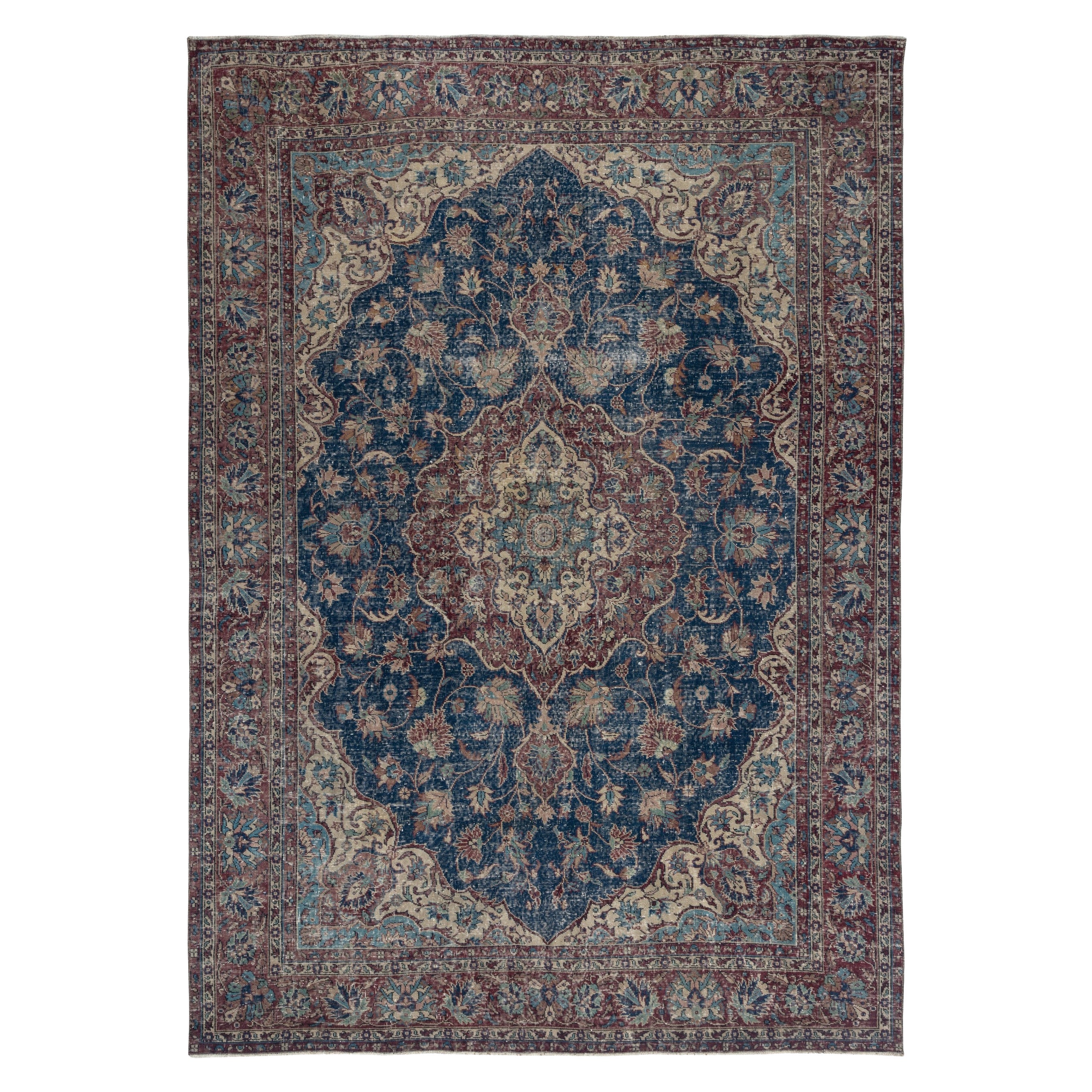 7.7x10.7 Ft Traditioneller Vintage Handgefertigter Türkischer Teppich mit Medaillon Design