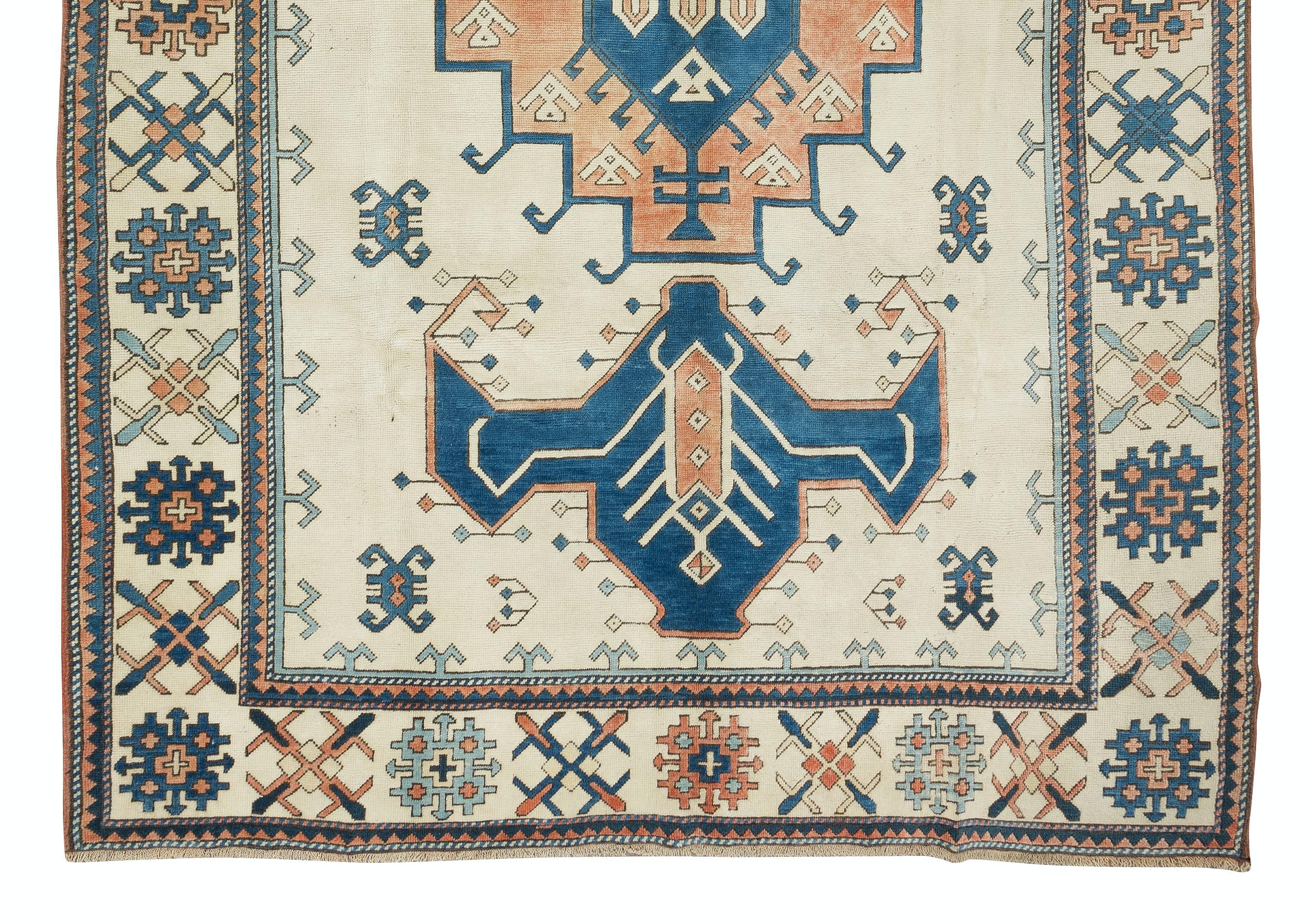 20th Century 7.7x11 Ft One-of-a-Kind Traditional Turkish Rug, Hand-Knotted Vintage Carpet For Sale