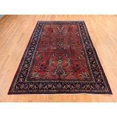 7'7"x11'9" Red Antique Zoroastrian Sarouk Wool Hand Knotted Clean & Soft Rug