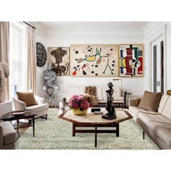 7'7"x9'10" Gray Undyed Natural Wool Hand Knotted Shag Flokati Greek Style Rug