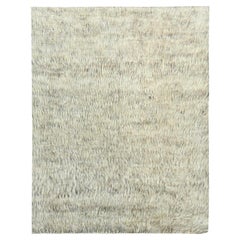 7'7"x9'10" Gray Undyed Natural Wool Hand Knotted Shag Flokati Greek Style Rug