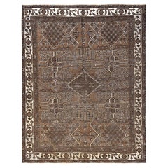 7'7 "x9'6" Coffee Brown Vintage Persian Bakhtiar Hand Knotted Natural Wool Rug