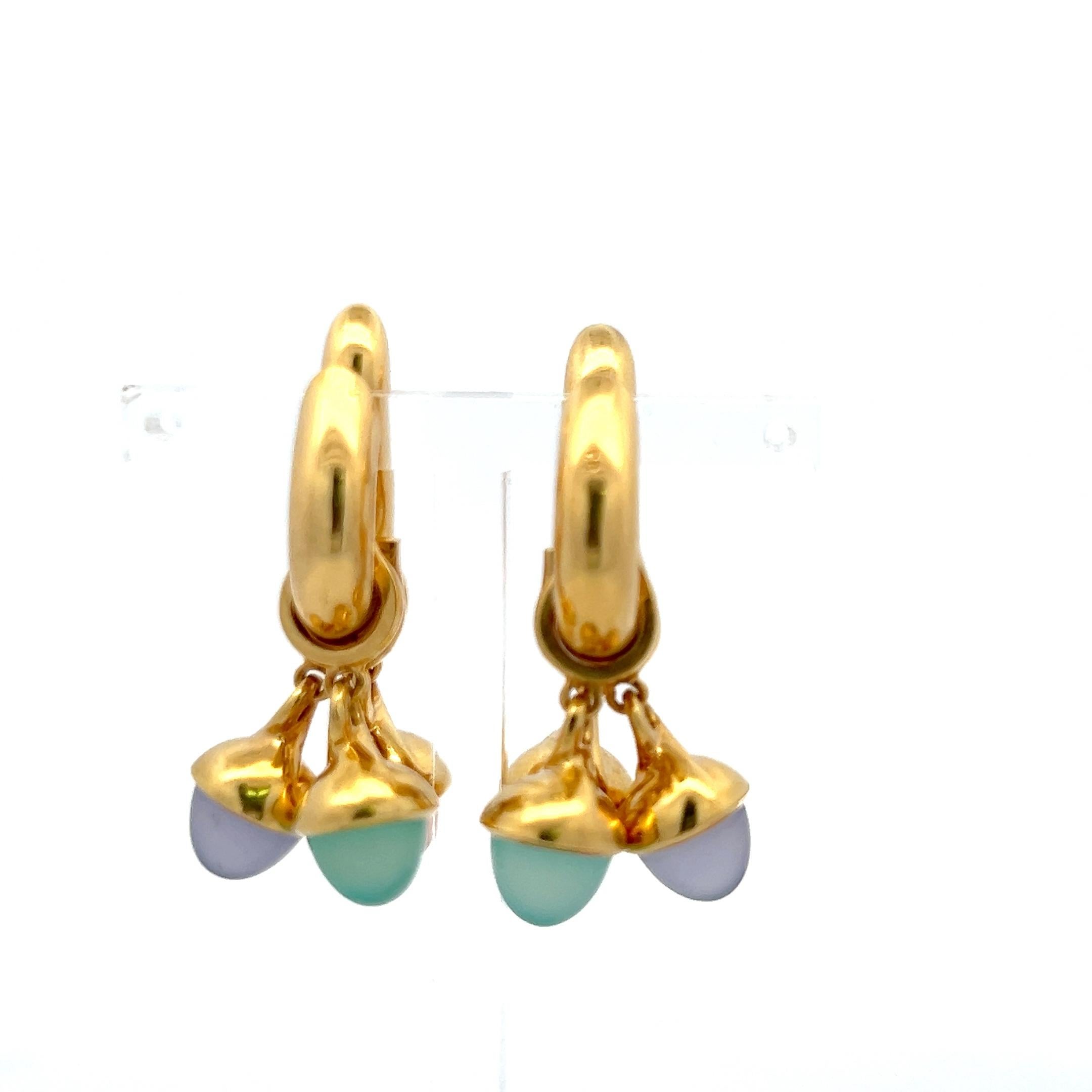 7.8-9.1MM Multi Gems 18 Karat Gelbgold Link Armband und Ohrringe im Zustand „Gut“ im Angebot in New York, NY
