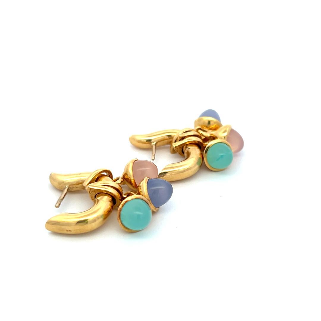 7.8-9.1MM Multi Gems 18 Karat Gelbgold Link Armband und Ohrringe im Angebot 3