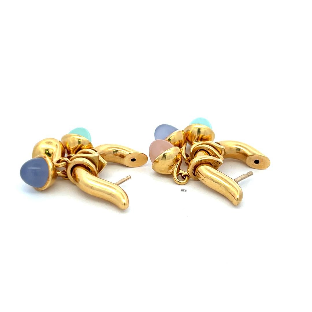 7.8-9.1MM Multi Gems 18 Karat Gelbgold Link Armband und Ohrringe im Angebot 5