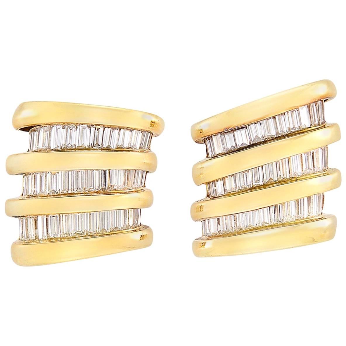 78 Baguette Diamond and Clip-On Earrings For Sale