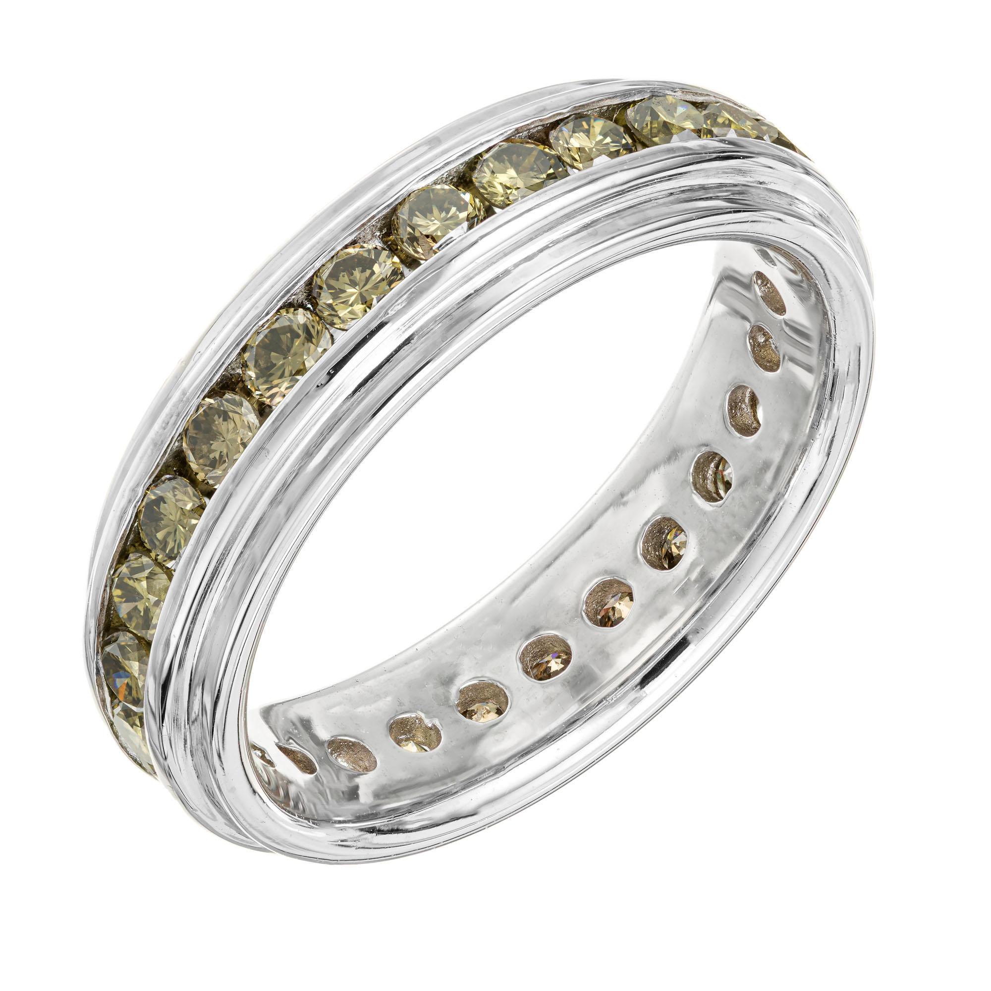 .78 Carat Colored Diamond Channel Set Eternity Band Ring For Sale