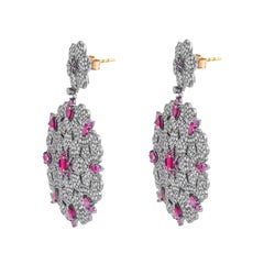 7.8 Carat Diamond and Ruby Cocktail Earrings