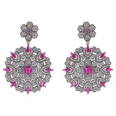 7.8 Karat Diamant und Rubin Cocktail-Ohrringe