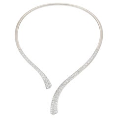 7.8 Carat Diamond Flexible Collar Necklace 18K White Gold