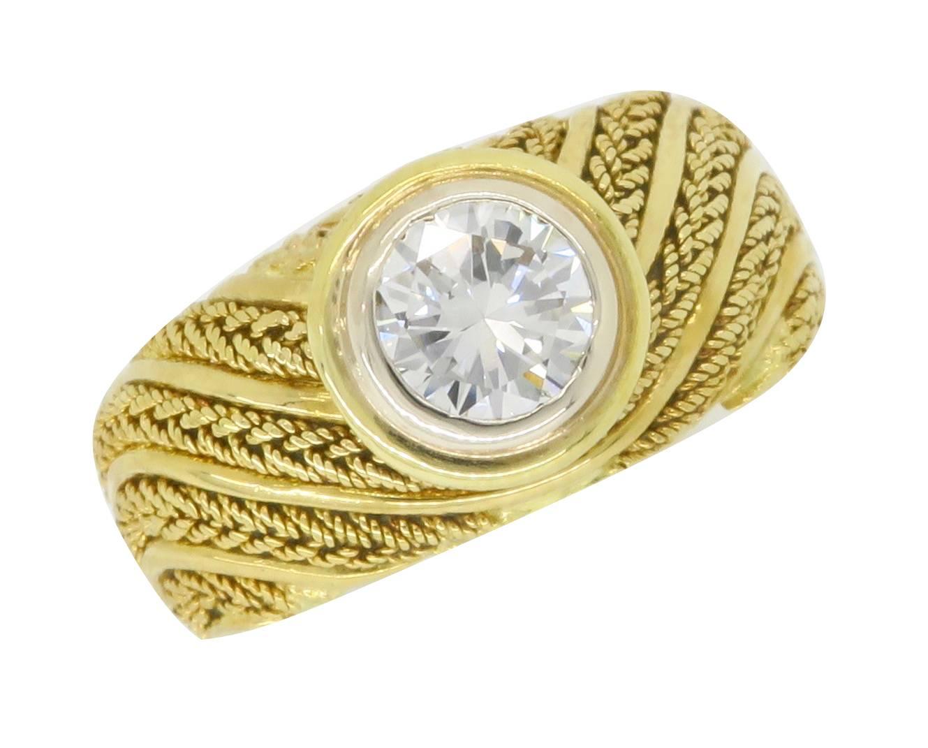 Women's or Men's .78 Carat Diamond Gold Custom Ring 