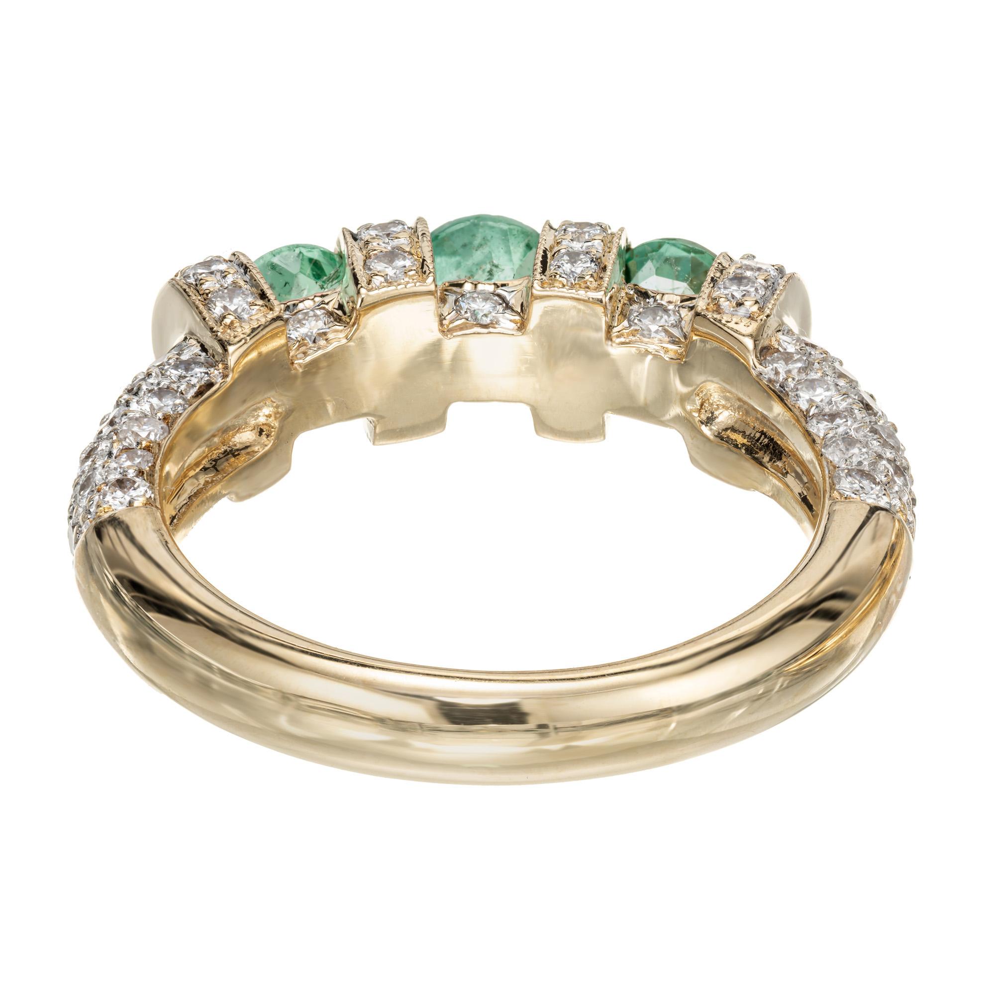 Women's .78 Carat Emerald Pavé Diamond Gold Wedding Band Ring For Sale