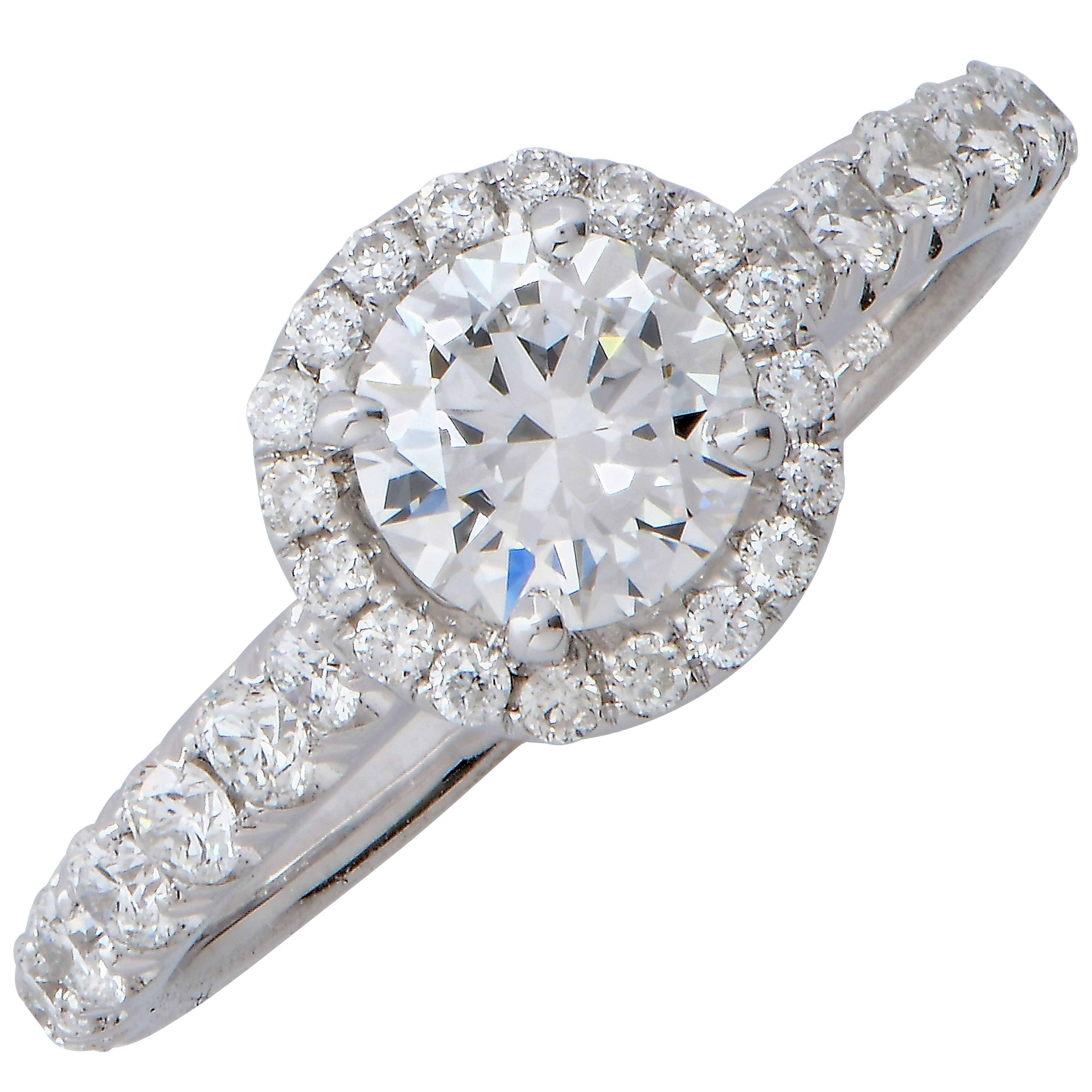 .78 Carat GIA Graded F/VVS2 Round Brilliant Cut Diamond Halo Engagement Ring In New Condition In Bay Harbor Islands, FL